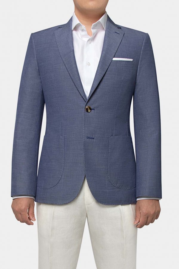 dgrie cerulean blue stripes half lining wool jacket dgrie