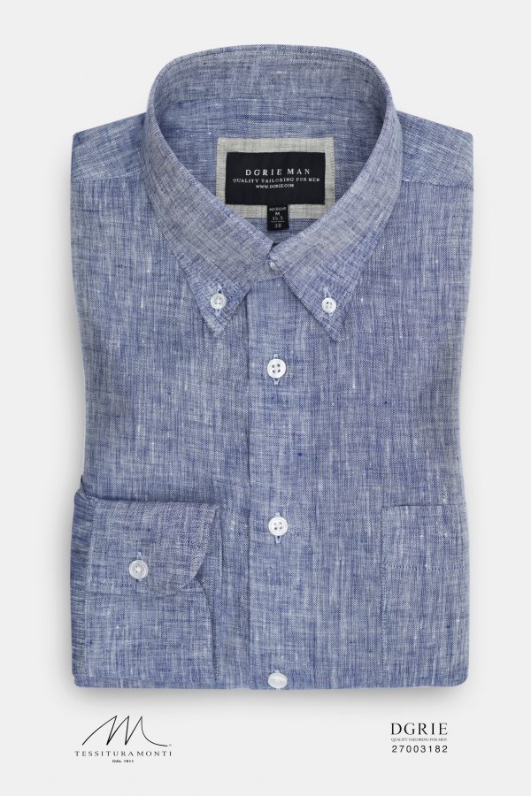 monti blue linen button down shirt dgrie
