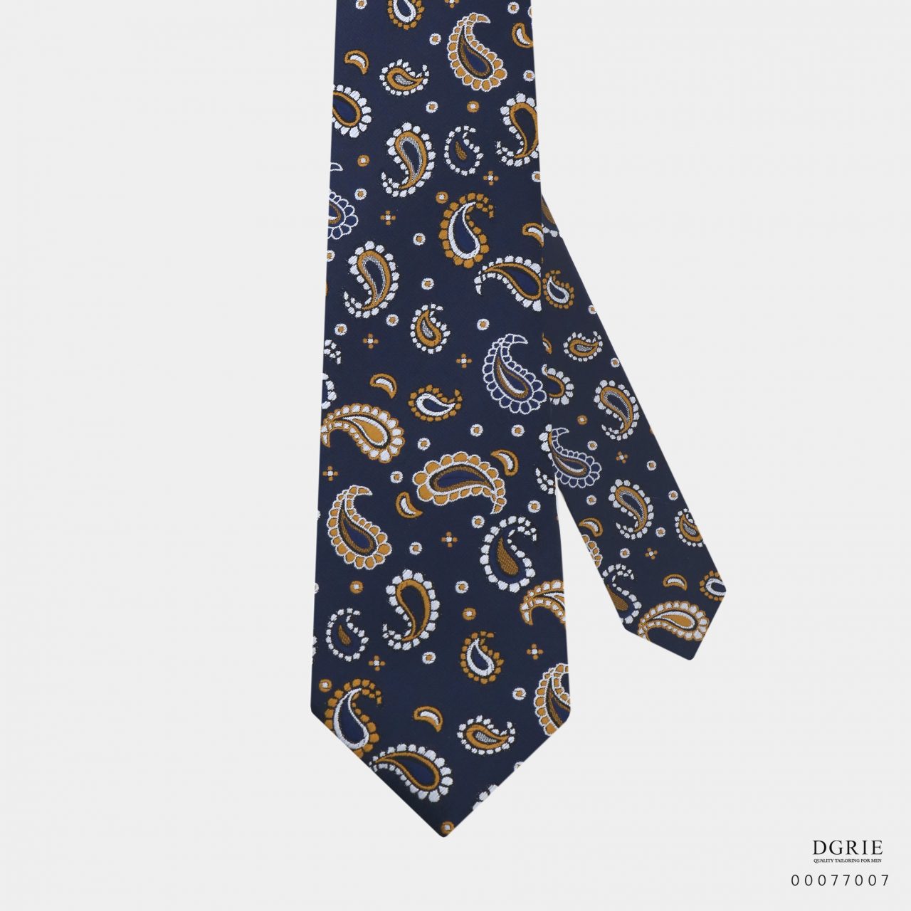 navy blue paisley yellow necktie dgrie