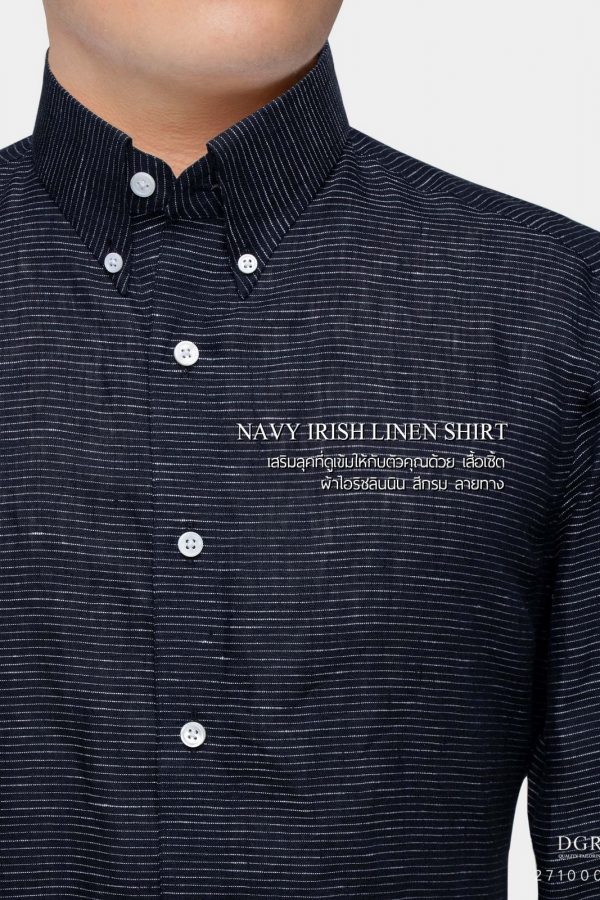 dgrie irish linen dark navy white stripe shirt dgrie 4