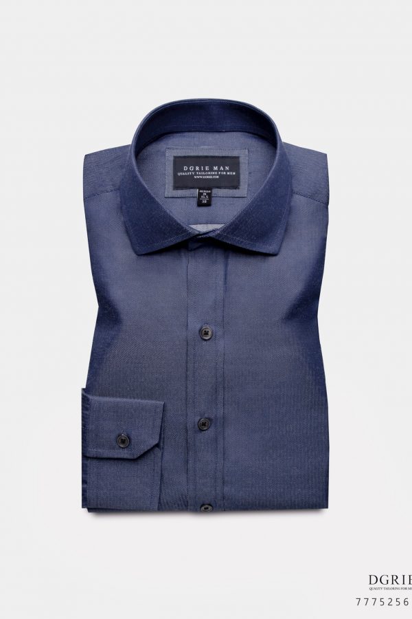 dgrie navy blue cotton linen herringbone shirt dgrie 1