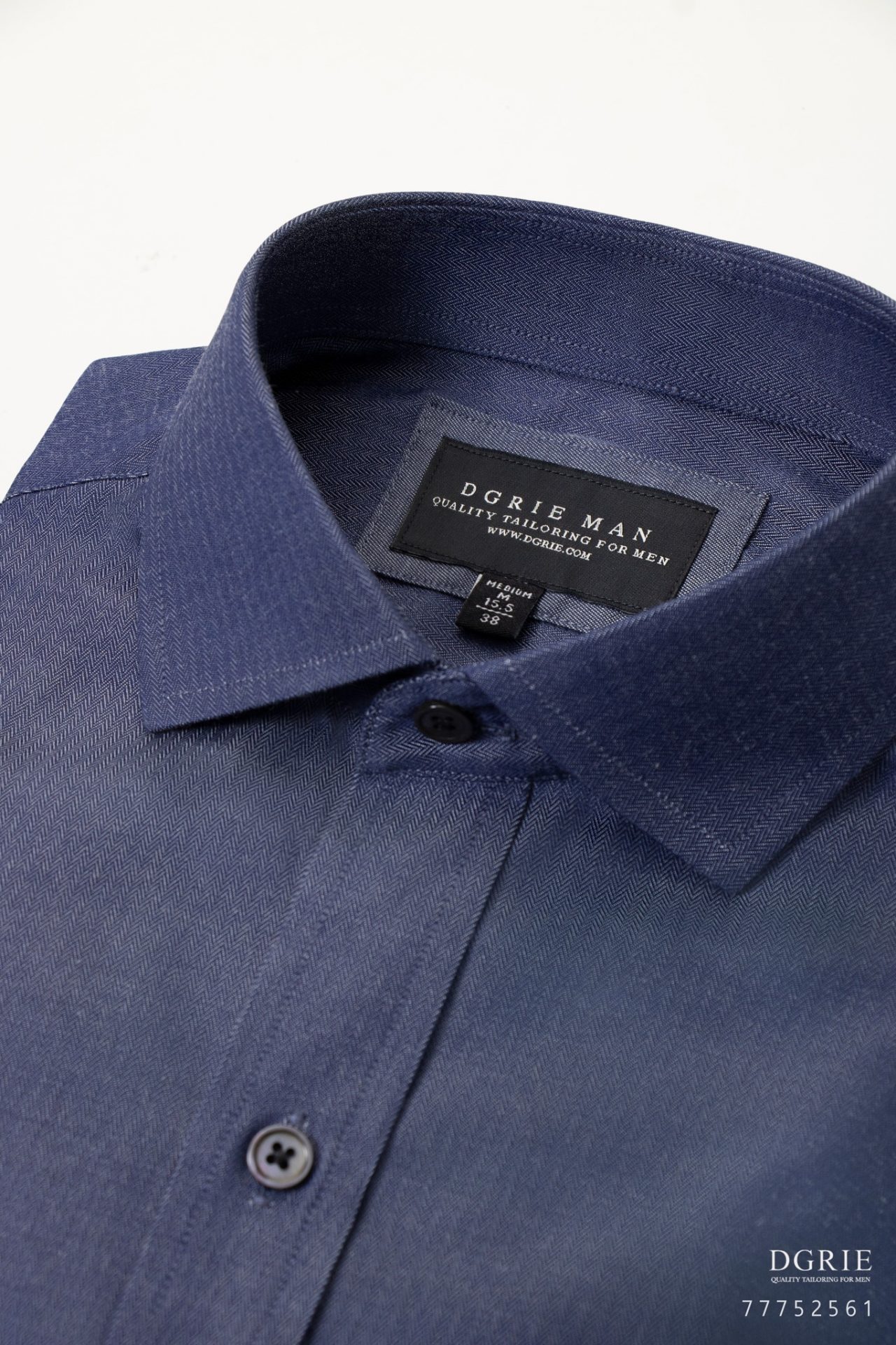 dgrie navy blue cotton linen herringbone shirt dgrie 3
