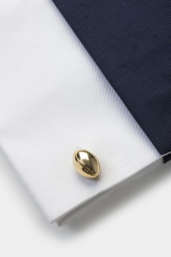 rugby ball gold cufflink dgrie