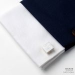 square sliver polished pattern cufflink dgrie