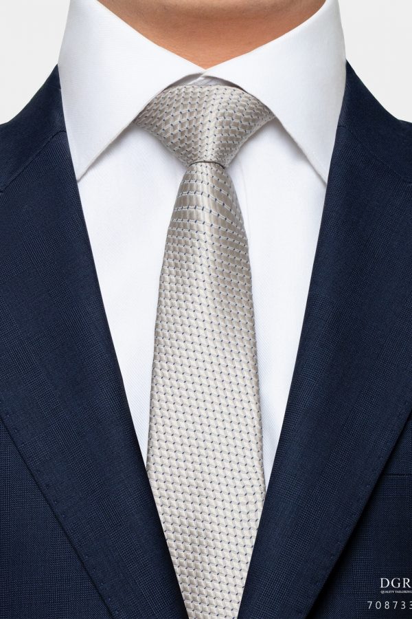 beigeampnavy pokadot two tone necktie dgrie 1