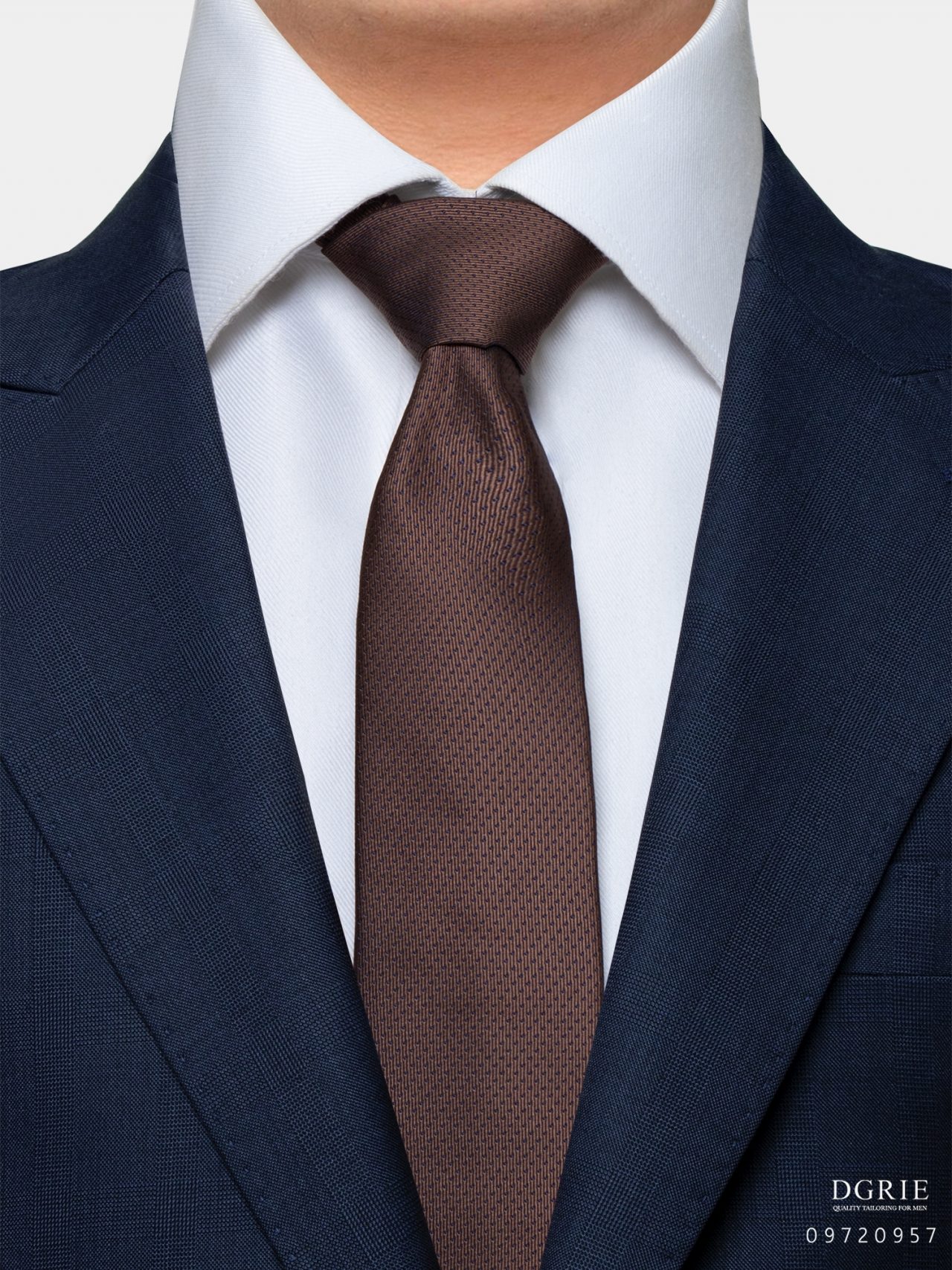 brownampnavy pokadot two tone necktie dgrie 1