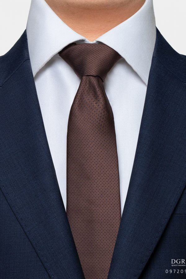 brownampnavy pokadot two tone necktie dgrie 1