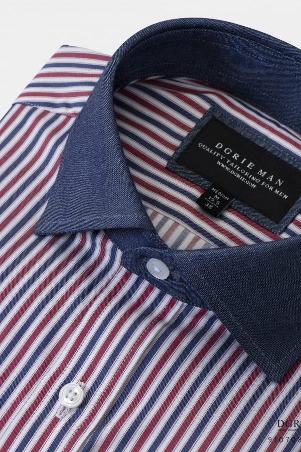 cotton triple tone stripes navy collar nr shirt dgrie 8