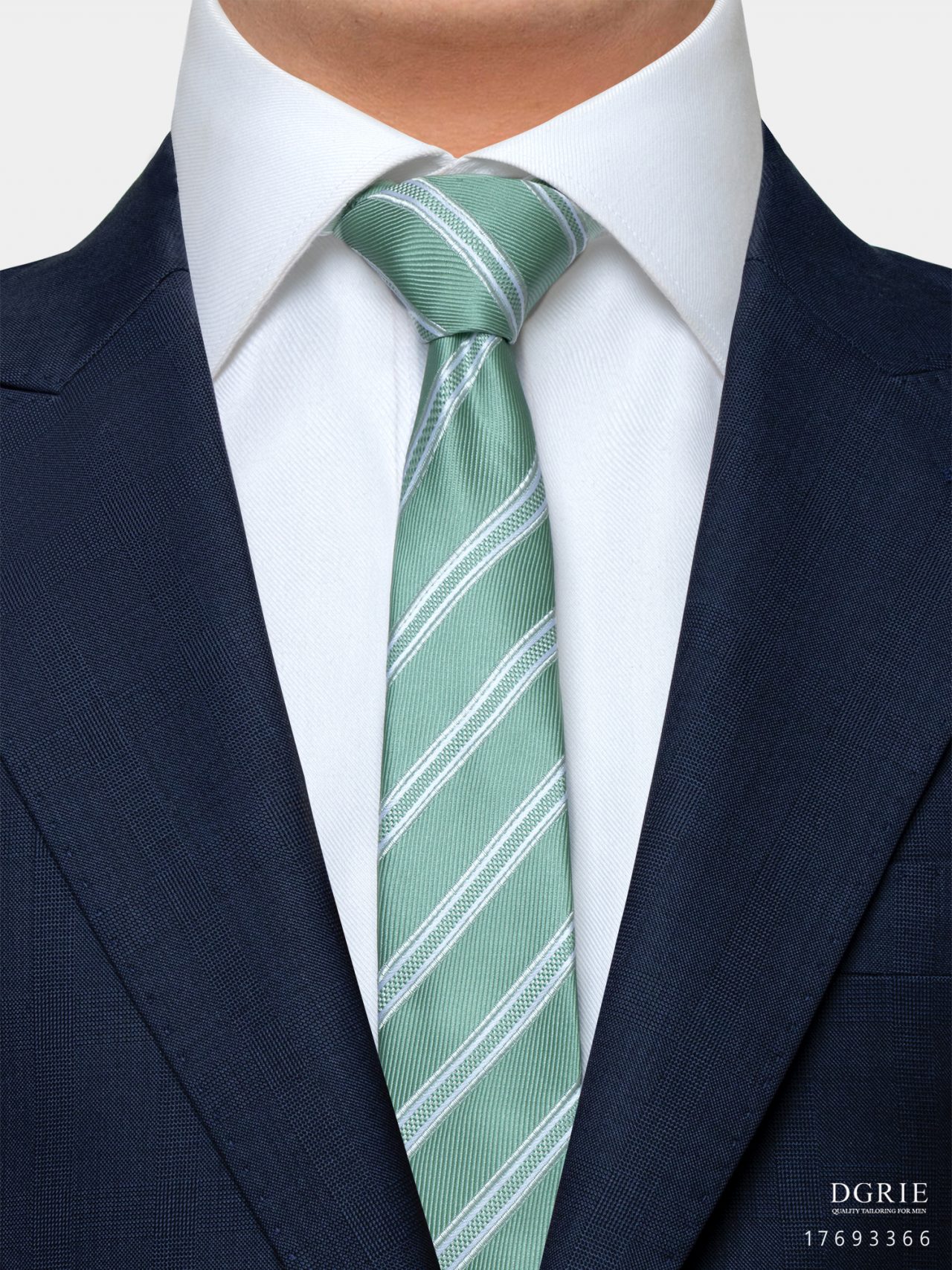 green twills white stripes necktie dgrie 1