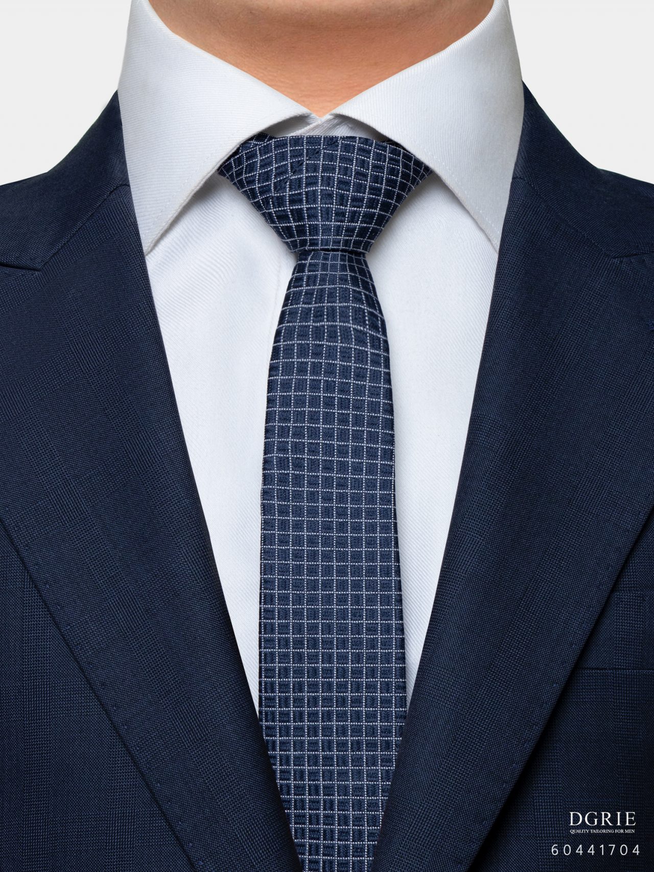 navy white check necktie dgrie 1