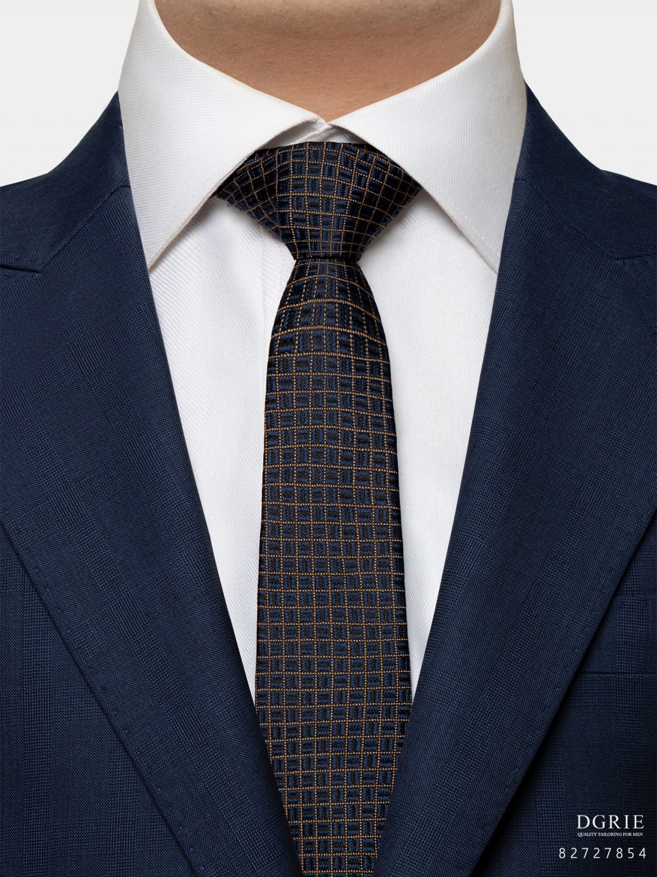 navy yellow check necktie dgrie 1