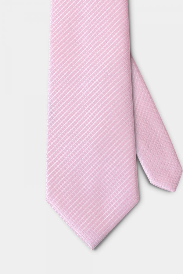 pink mini check white necktie dgrie