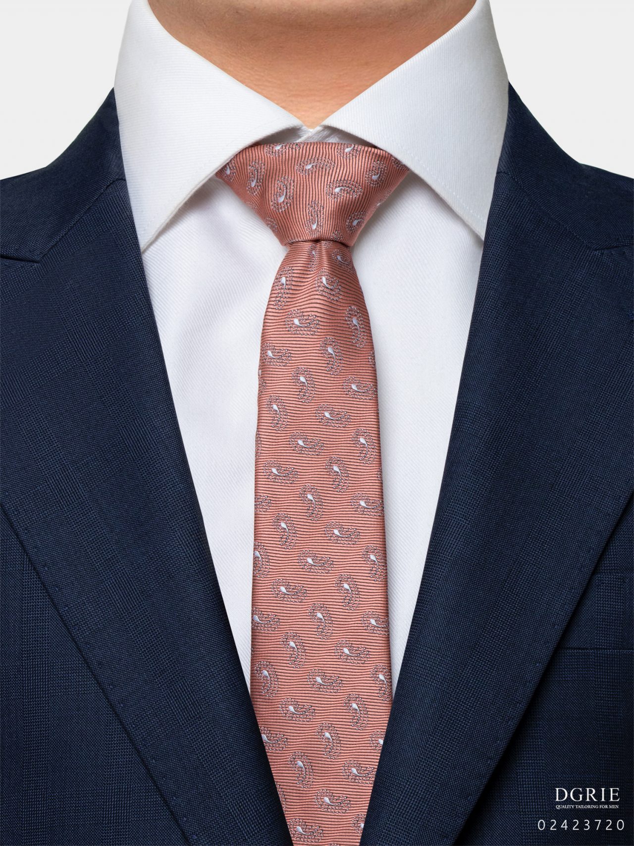 salmon pink paisley mini end on end 3 lnch necktie dgrie 1