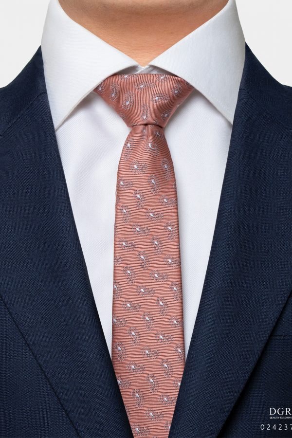 salmon pink paisley mini end on end 3 lnch necktie dgrie 1