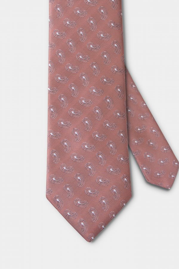 salmon pink paisley mini end on end 3 lnch necktie dgrie