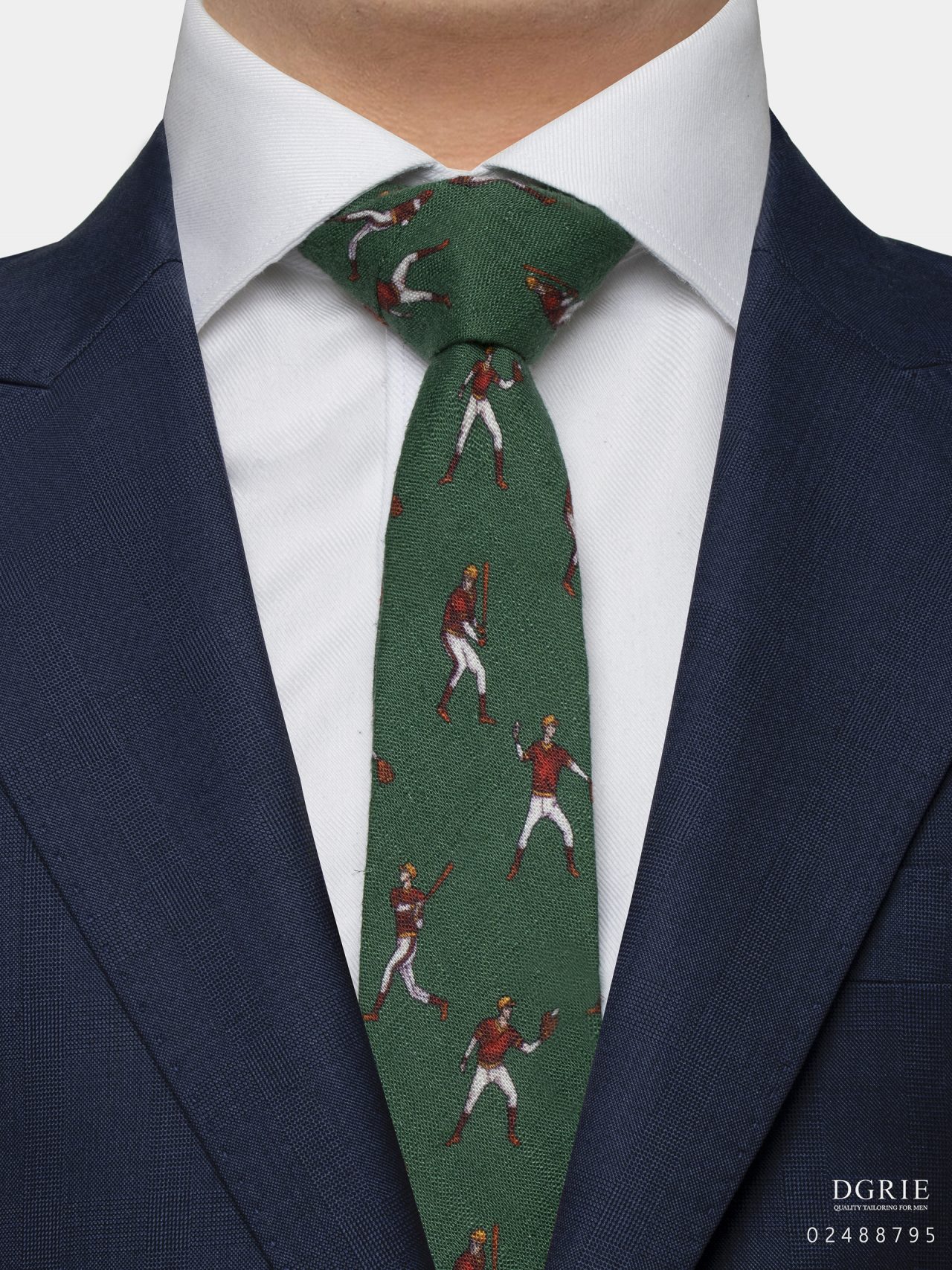 baseball sport pattern on green 3 inch necktie dgrie 1