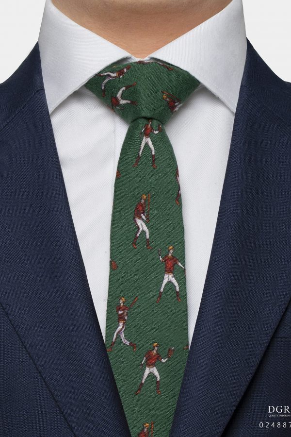 baseball sport pattern on green 3 inch necktie dgrie 1