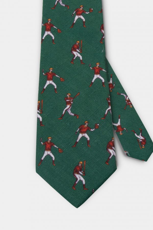 baseball sport pattern on green 3 inch necktie dgrie