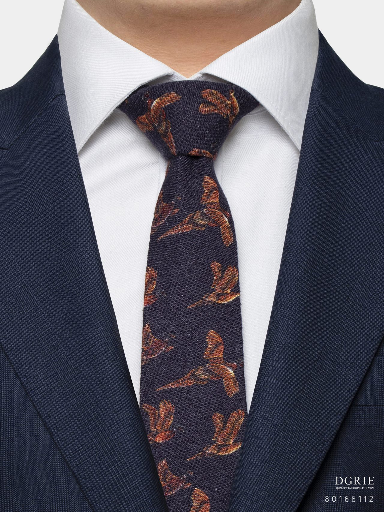 classic indigo blue bird 3 inch necktie dgrie 1