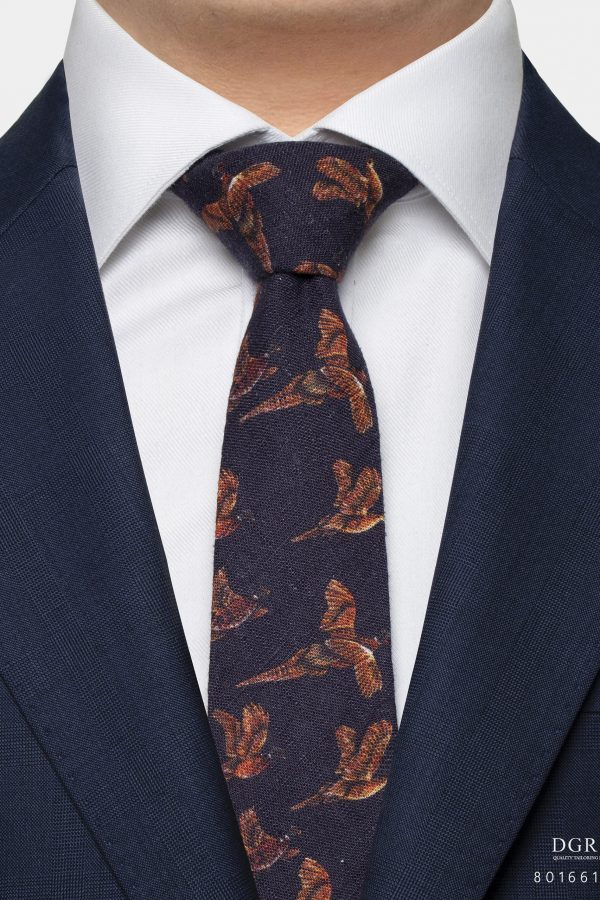 classic indigo blue bird 3 inch necktie dgrie 1