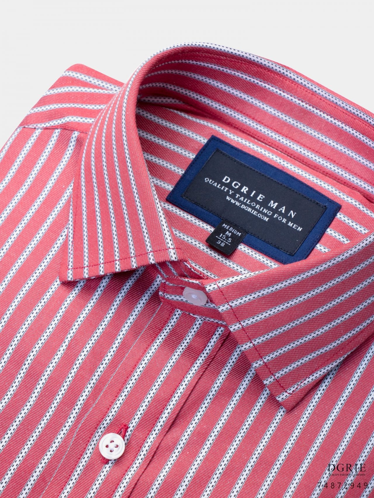 cotton stripe 1cm white pattern stitch spread collar shirt dgrie 17