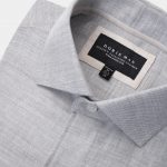 cotton texture light gray cutaway collar shirt dgrie 1