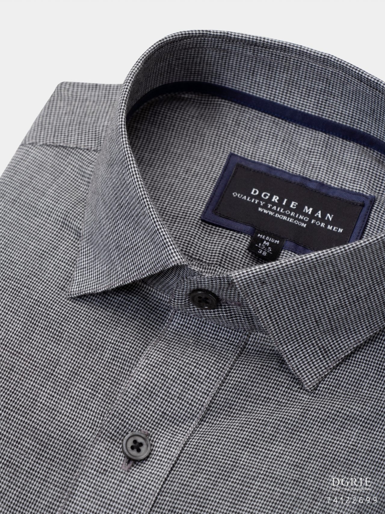 micro nailshead black cotton slim collar shirt dgrie