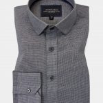 micro nailshead black cotton slim collar shirt dgrie 4
