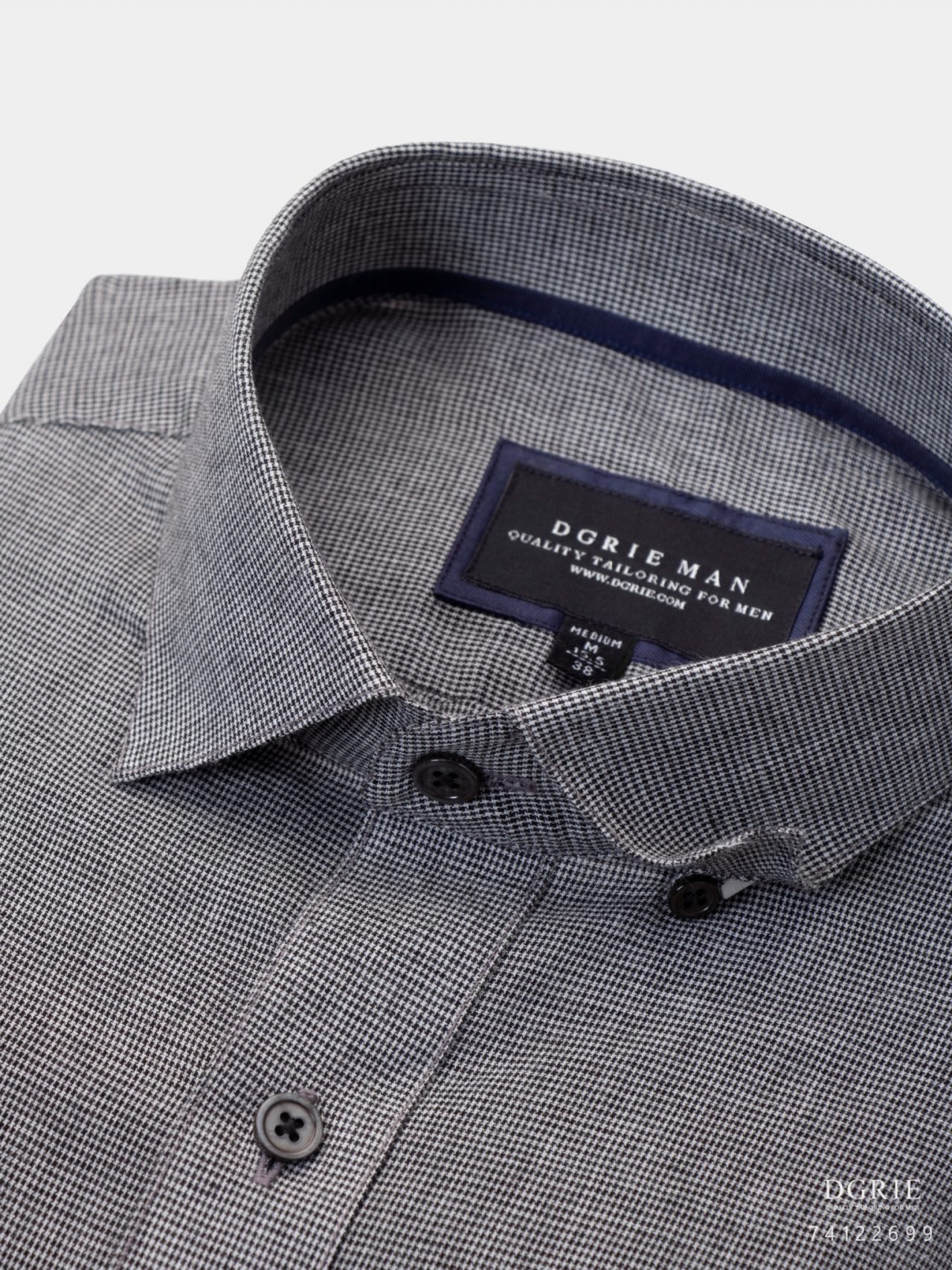 micro nailshead black cotton slim collar shirt dgrie 5