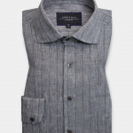 poland linen gray stripe 2cm gb spared collar shirt dgrie 1