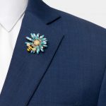 bee on light blue flower brooch dgrie 1