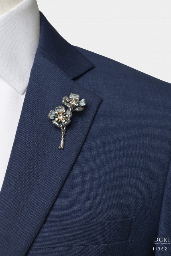 diamond peach flower grey brooch dgrie