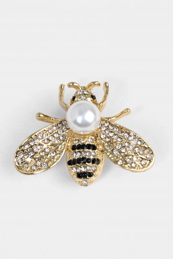 golden bee white pearl diamond brooch dgrie