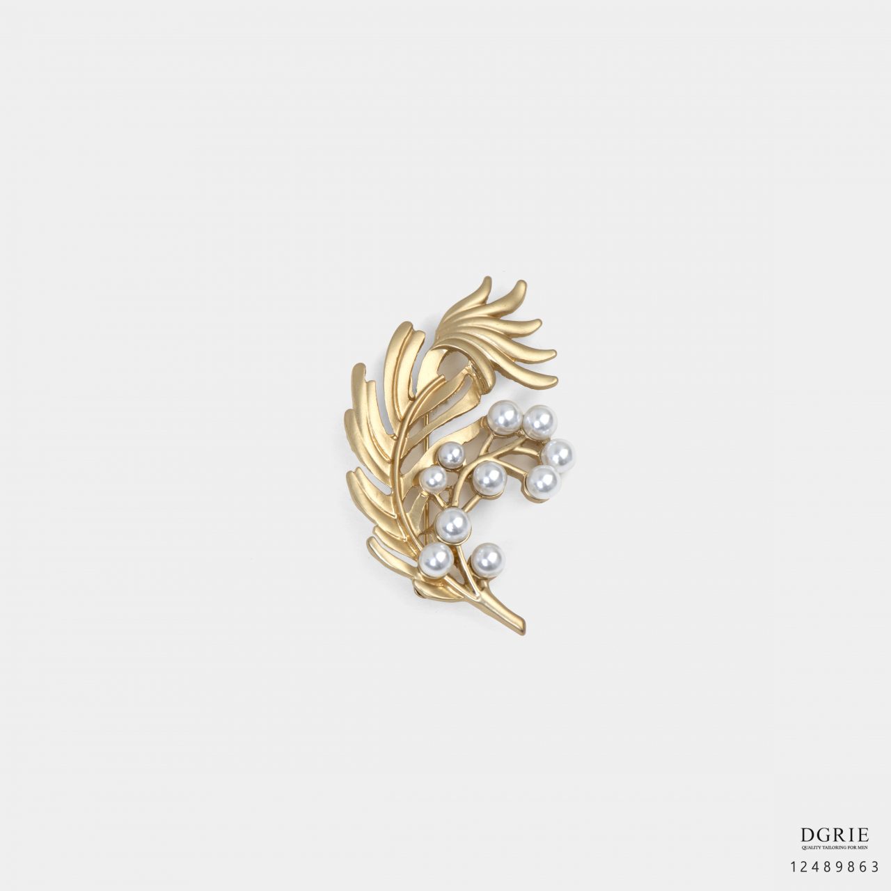 golden leaf pearl flower texture brooch dgrie