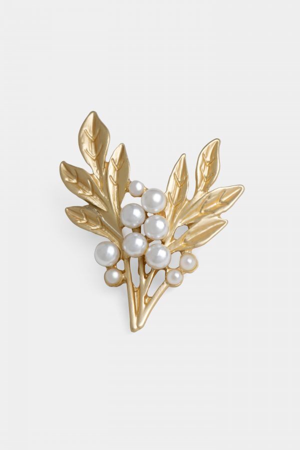 golden of leaf and pearl brooch dgrie 1