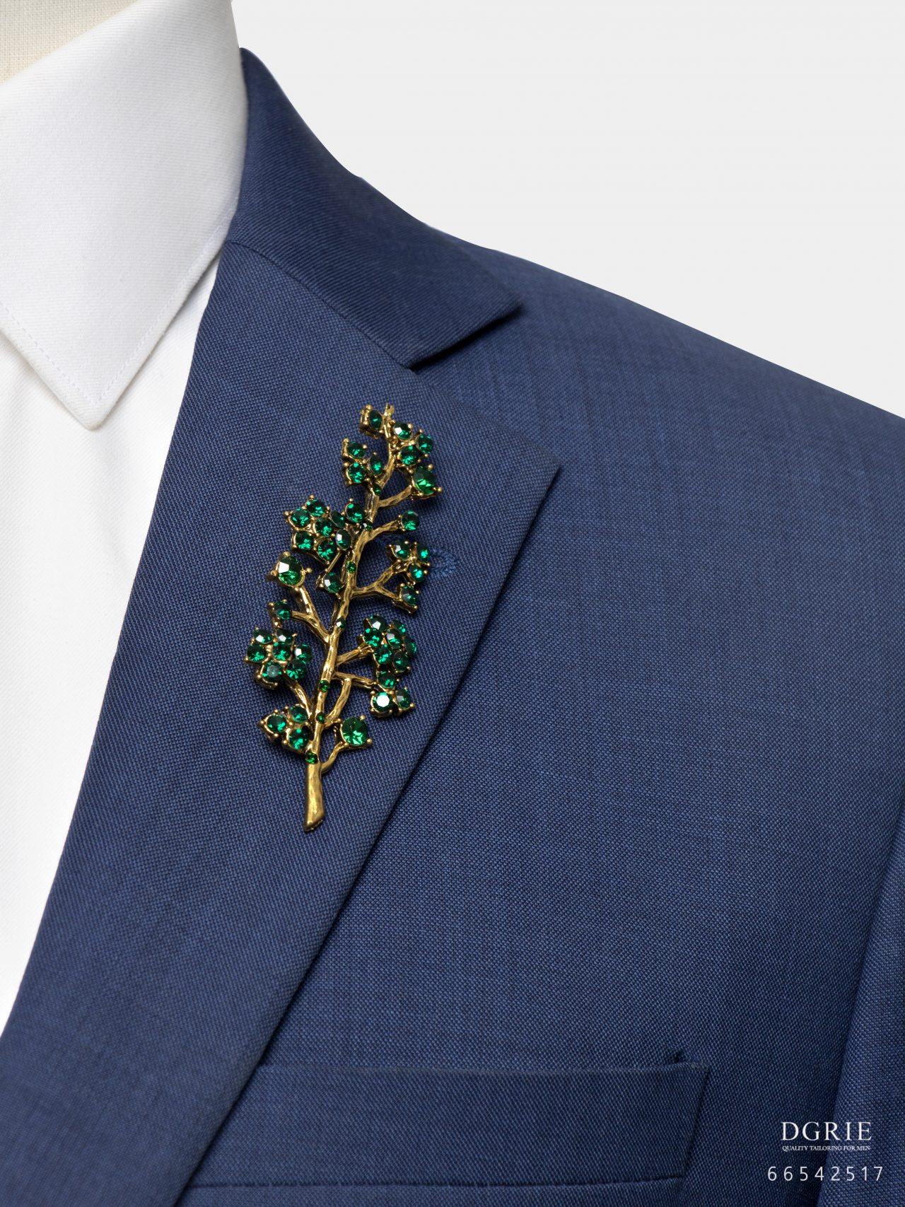 green flower branch gold brooch dgrie 1