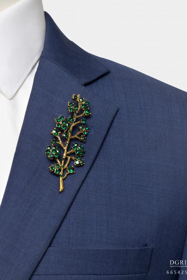 green flower branch gold brooch dgrie 1