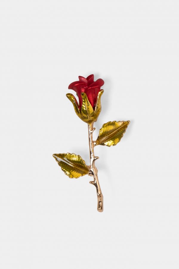 red rose with golden leaf brooch dgrie 1