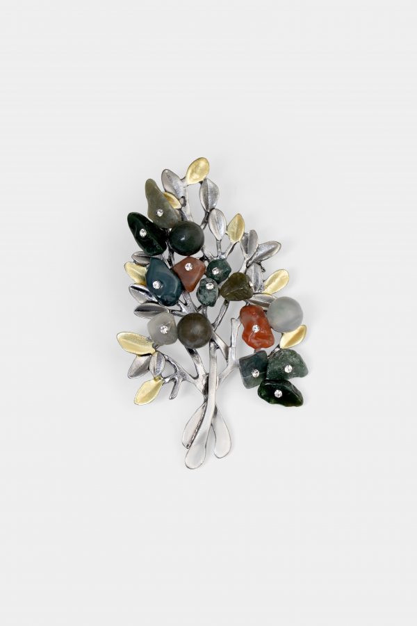 variety gem stones flower grey brooch dgrie 1