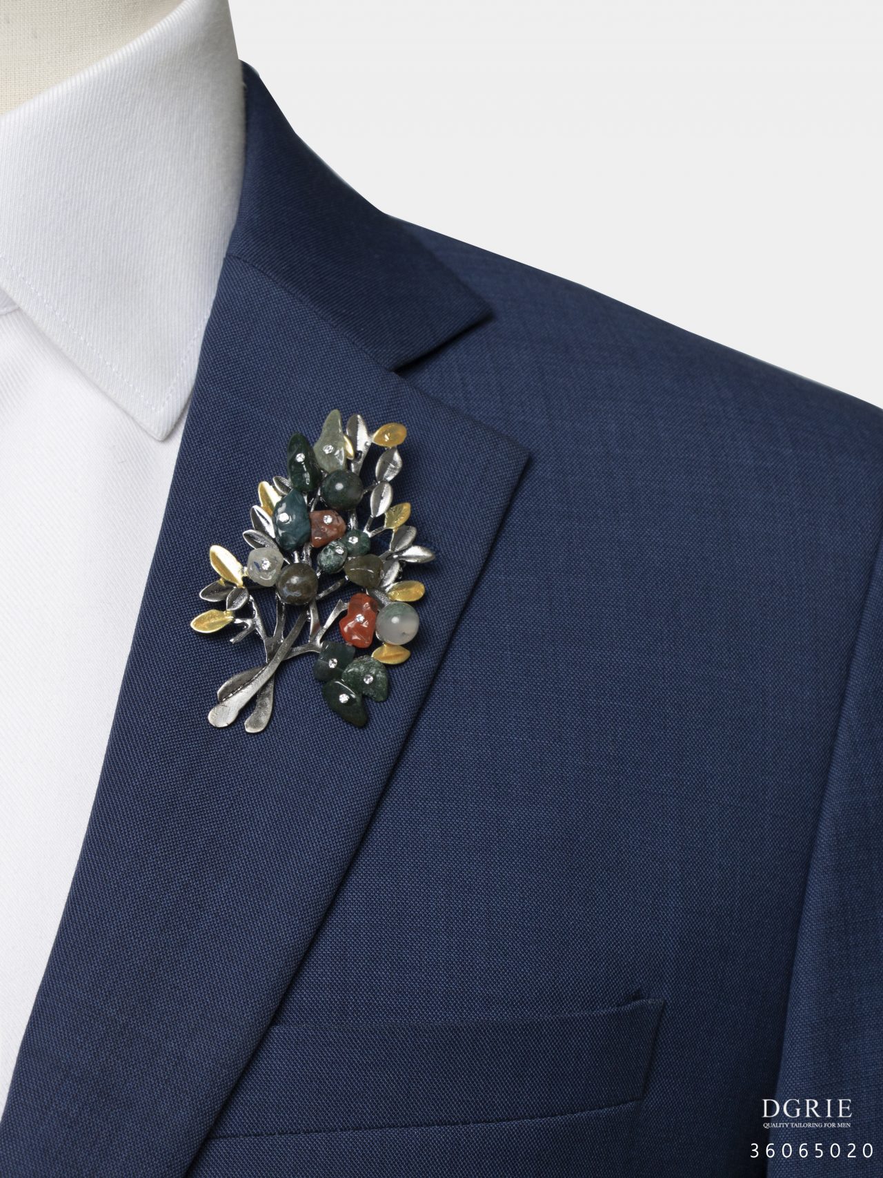 variety gem stones flower grey brooch dgrie