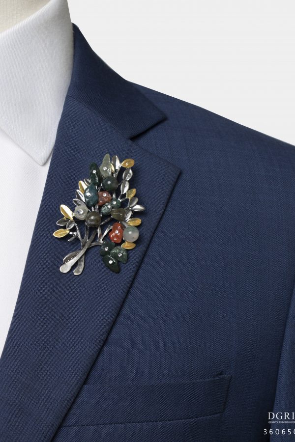 variety gem stones flower grey brooch dgrie