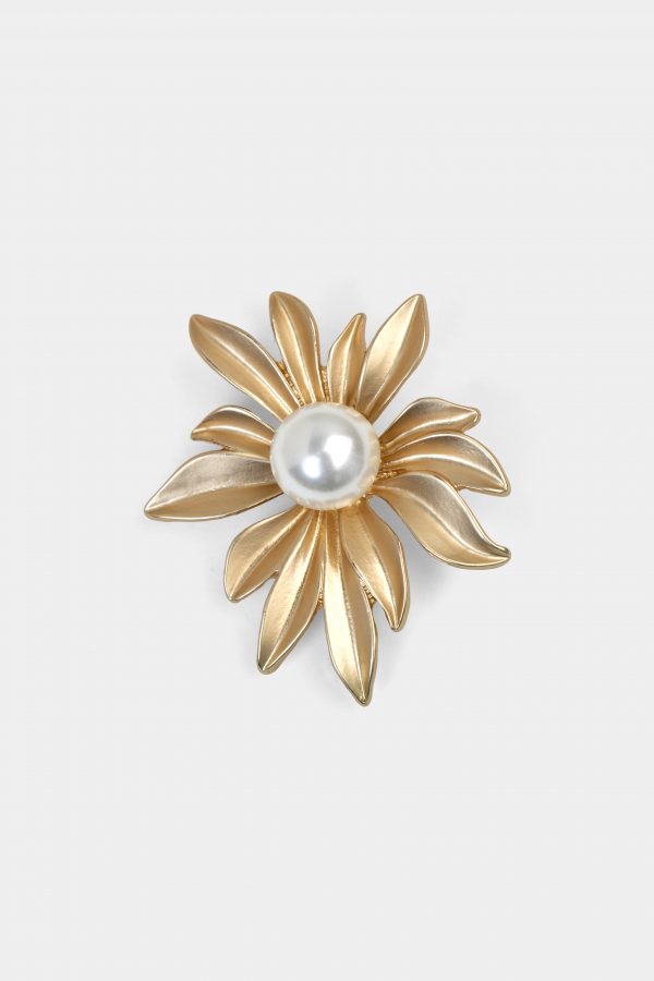 white pearl on golden flower brooch dgrie