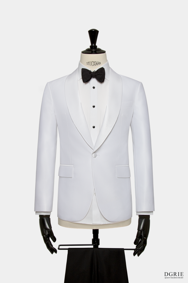 white tuxedo satin lapel jacket dgrie
