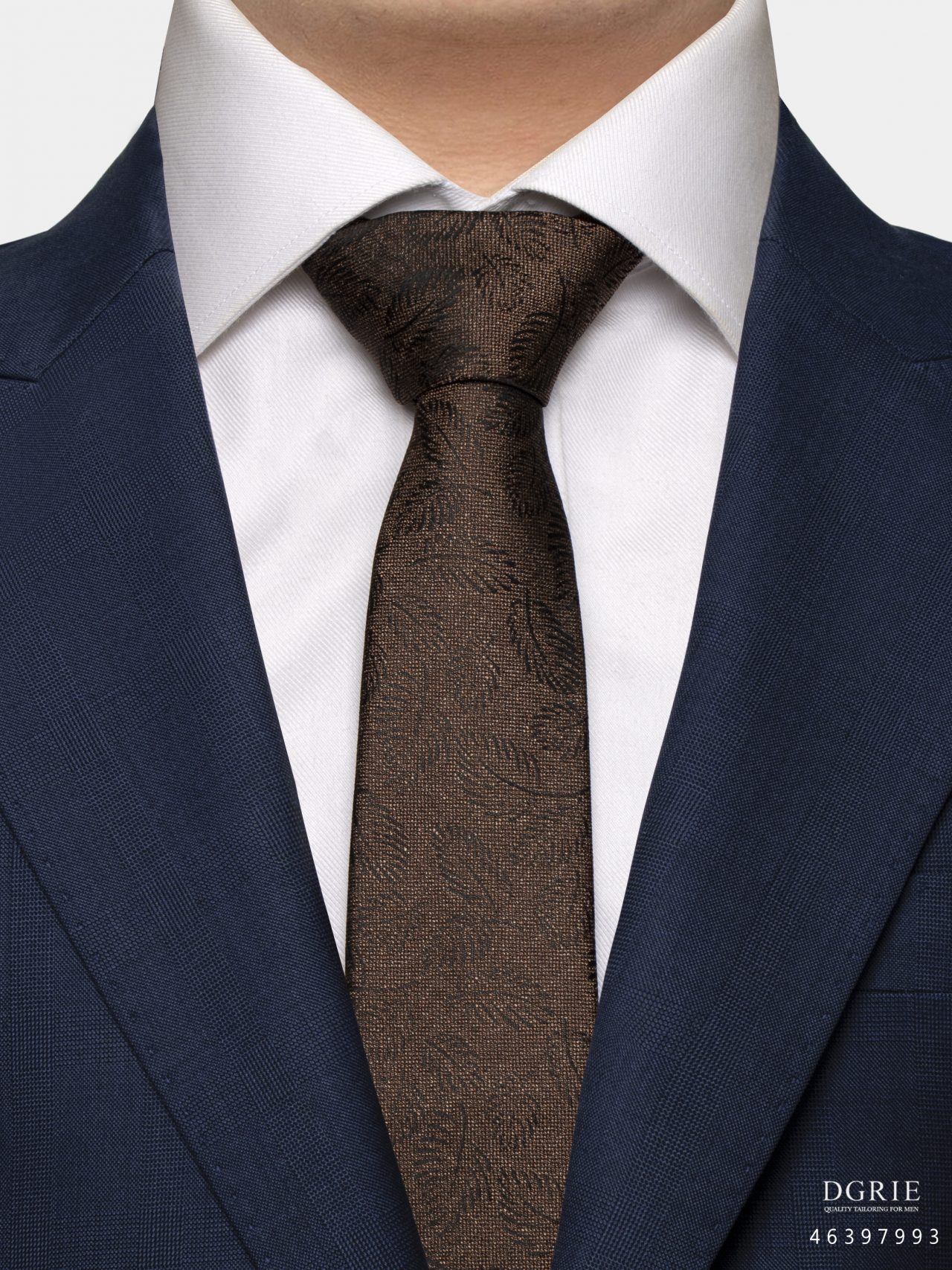 black leaf on chocolate brown bb 3 inch necktie dgrie 1