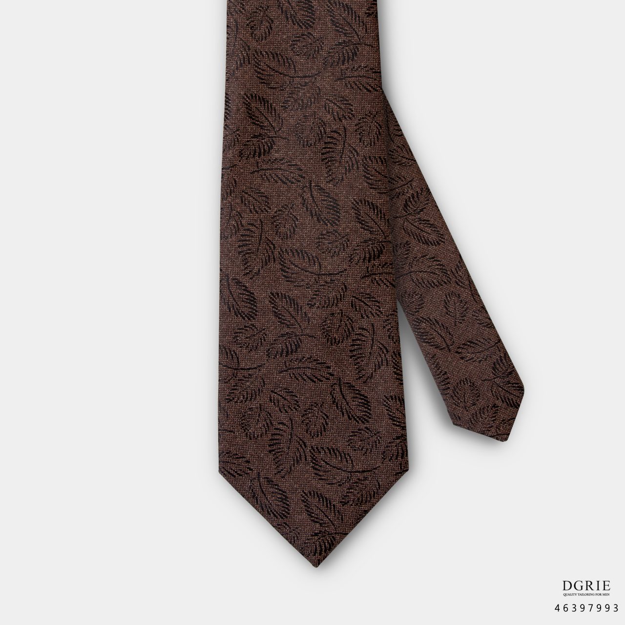 black leaf on chocolate brown bb 3 inch necktie dgrie