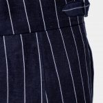 dark navy blue linen stripes 2cm gun buckle nw pants dgrie