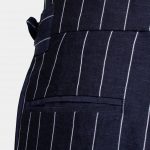 dark navy blue linen stripes 2cm gun buckle nw pants dgrie 2