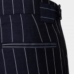 dark navy blue linen stripes 2cm gun buckle nw pants dgrie 5