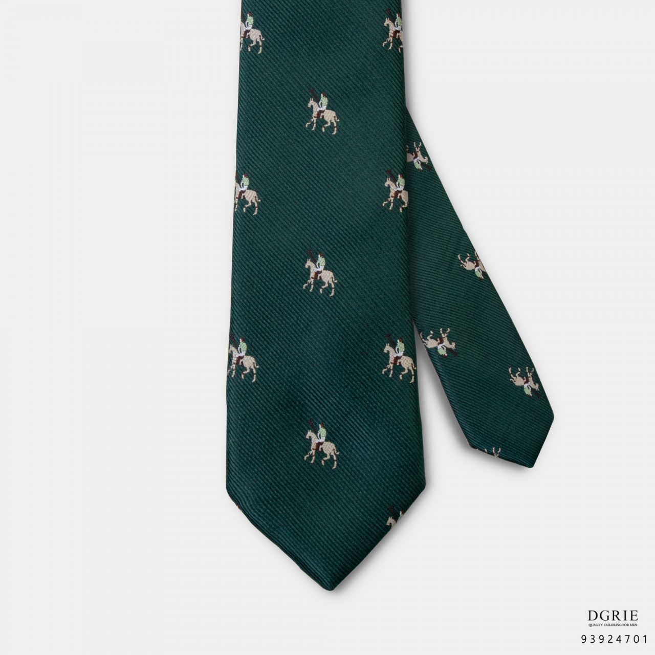 green twill polo horse sport 2 5 inch necktie dgrie 1