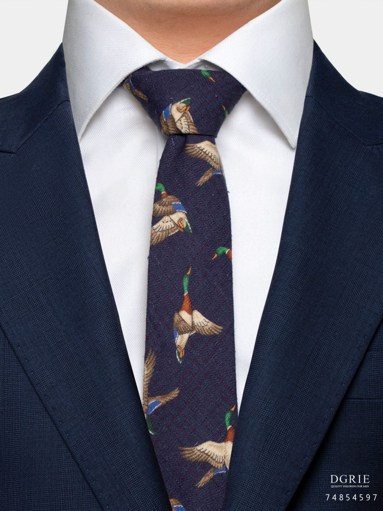 mallard duck indigo blue 3 inch necktie dgrie
